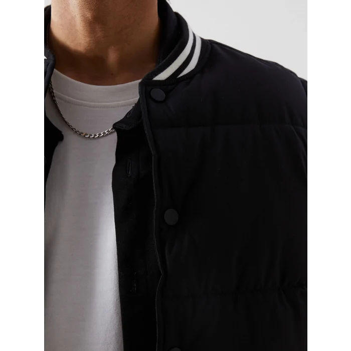 XSIDE Siyah Standart Kalıp Kolej Yaka Erkek Şişme Yelek