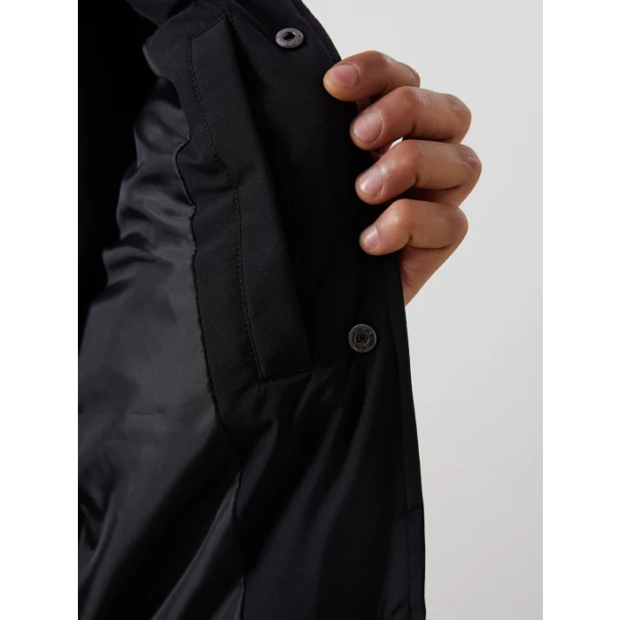 XSIDE Siyah Standart Kalıp Kolej Yaka Erkek Şişme Yelek