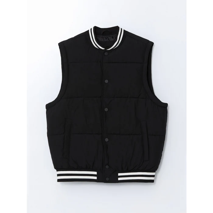 XSIDE Siyah Standart Kalıp Kolej Yaka Erkek Şişme Yelek