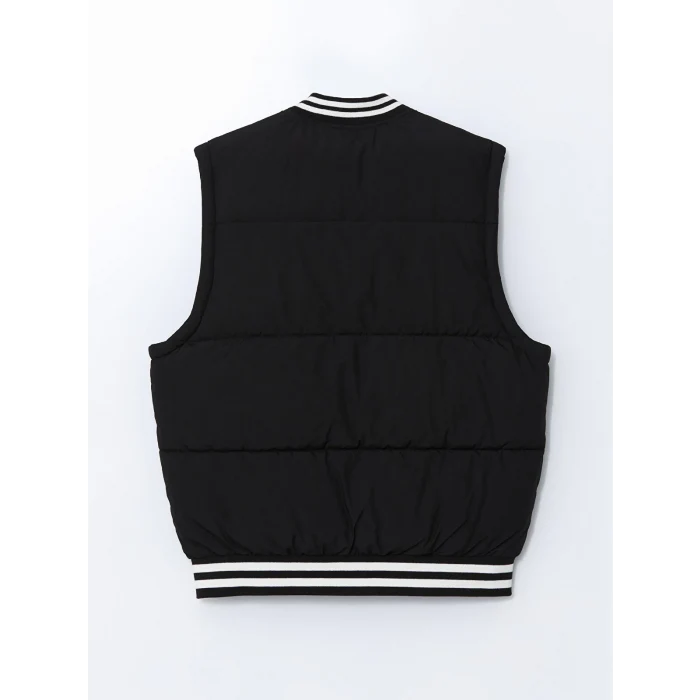 XSIDE Siyah Standart Kalıp Kolej Yaka Erkek Şişme Yelek