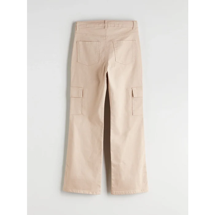 LCW Kids Bej Wideleg Kız Çocuk Kargo Pantolon