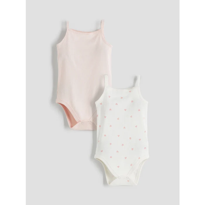 LCW baby Ekru Baskılı Kız Bebek Çıtçıtlı Body 2li