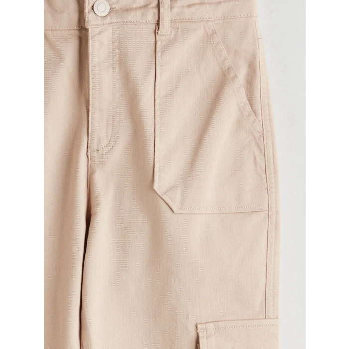 LCW Kids Bej Wideleg Kız Çocuk Kargo Pantolon