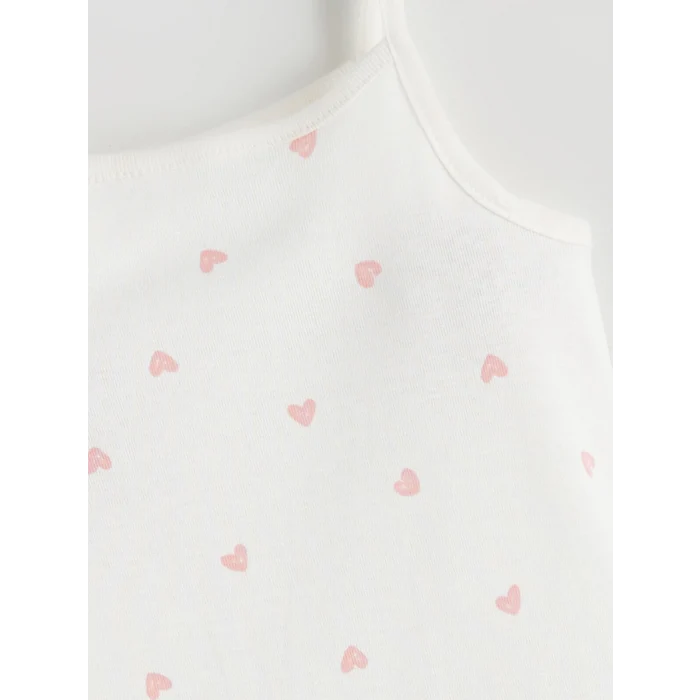 LCW baby Ekru Baskılı Kız Bebek Çıtçıtlı Body 2li