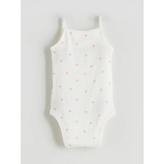 LCW baby Ekru Baskılı Kız Bebek Çıtçıtlı Body 2li