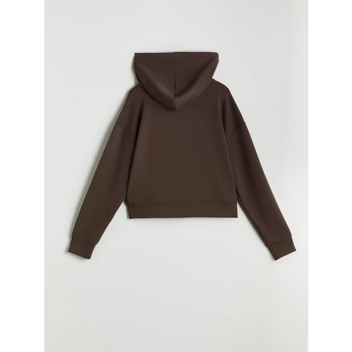 LCW Vision Kahverengi Kapüşonlu Kadın Fermuarlı Sweatshirt