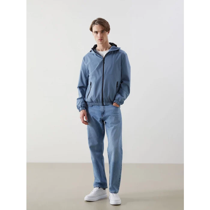 XSIDE Mavi Standart Kalıp Kapüşonlu Erkek Yağmurluk