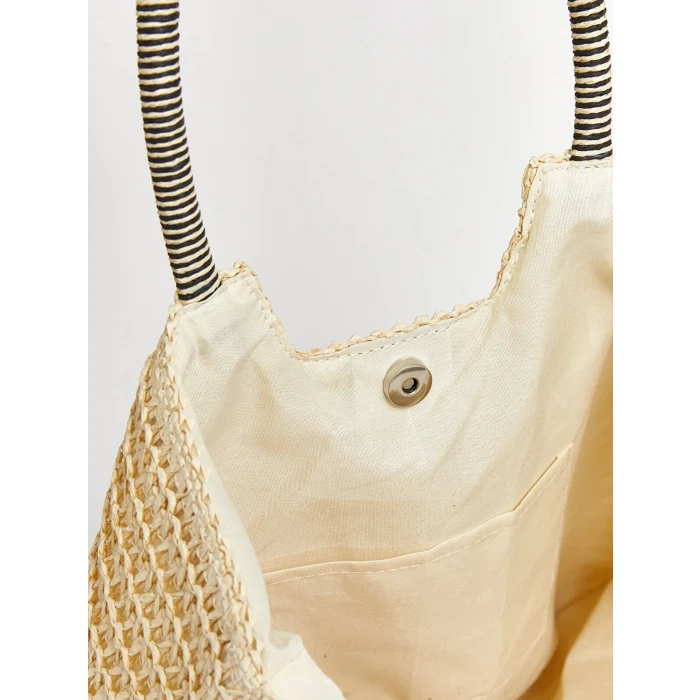 LCW ACCESSORIES Ekru Hasır Kadın El Çantası