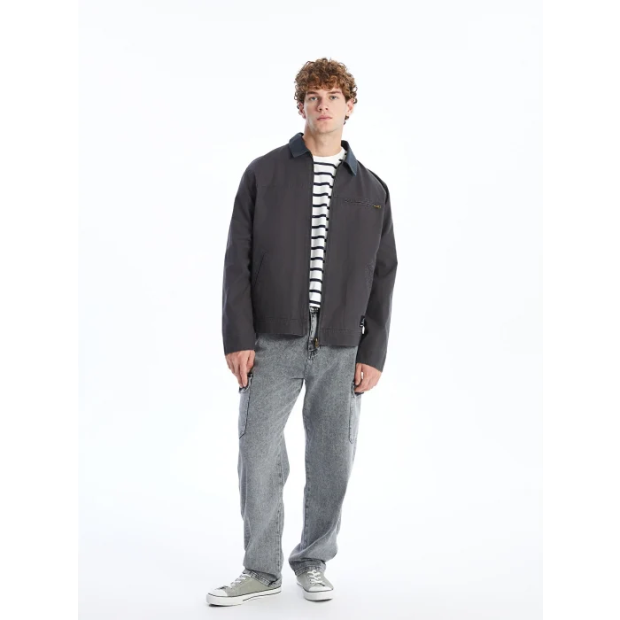 XSIDE Antrasit Rahat Kalıp Gömlek Yaka Erkek Mont