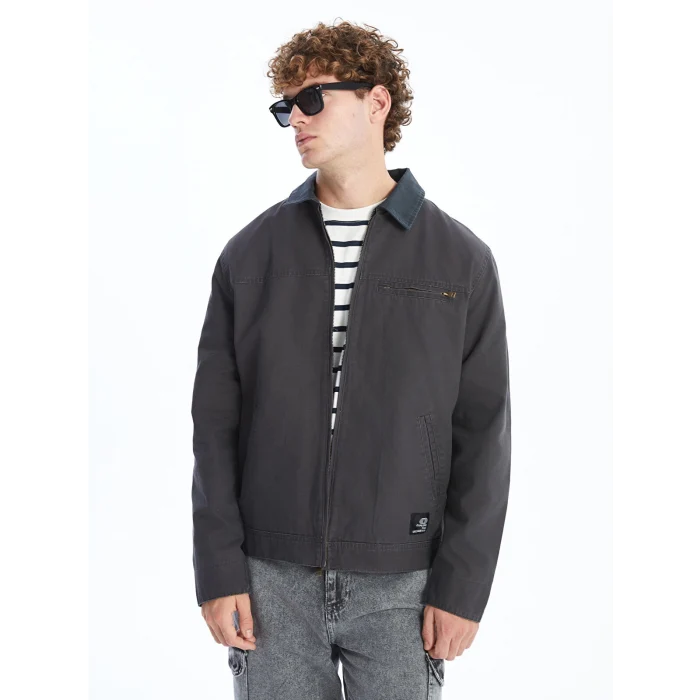 XSIDE Antrasit Rahat Kalıp Gömlek Yaka Erkek Mont