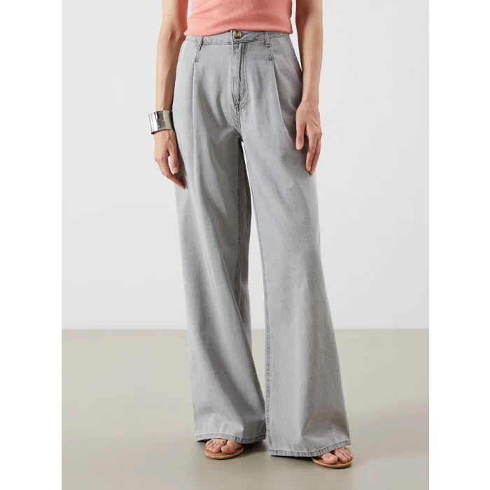 LCW Jeans Gri Wideleg Kadın Jean Pantolon