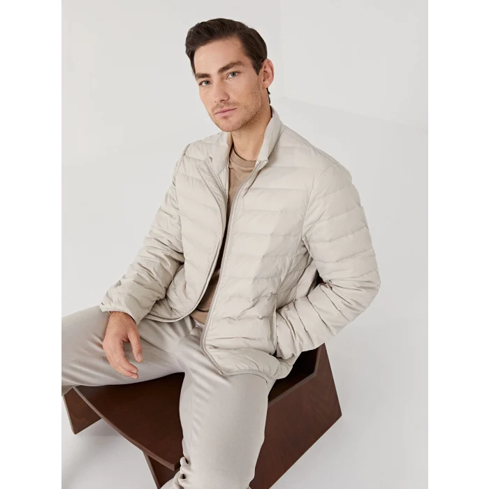 SOUTHBLUE Bej Standart Kalıp Dik Yaka Erkek Şişme Mont