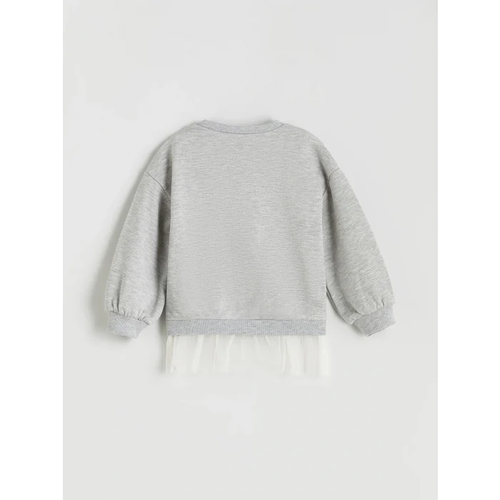 LCW Kids Gri Bisiklet Yaka Kız Çocuk Sweatshirt
