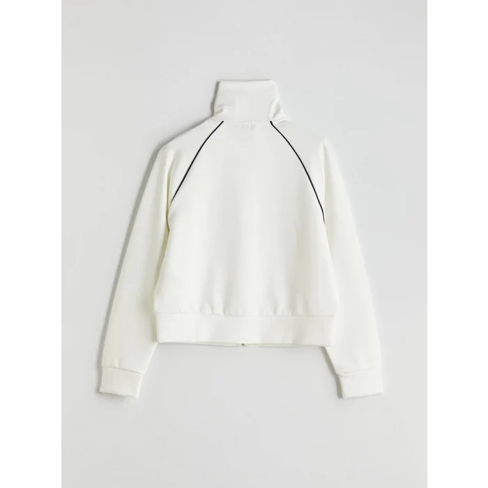 LCWAIKIKI Classic Ekru Dik Yaka Oversize Kadın Fermuarlı Sweatshirt