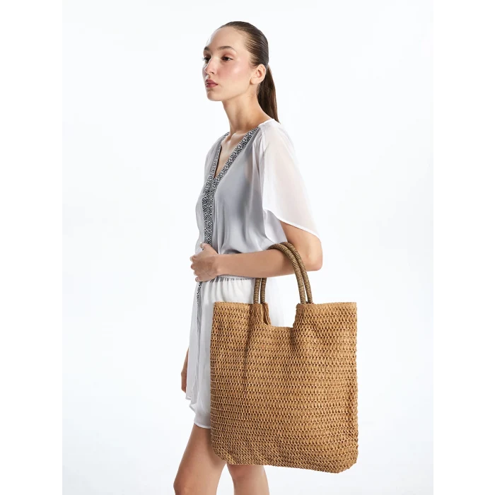 LCW ACCESSORIES Kahverengi Hasır Kadın El Çantası