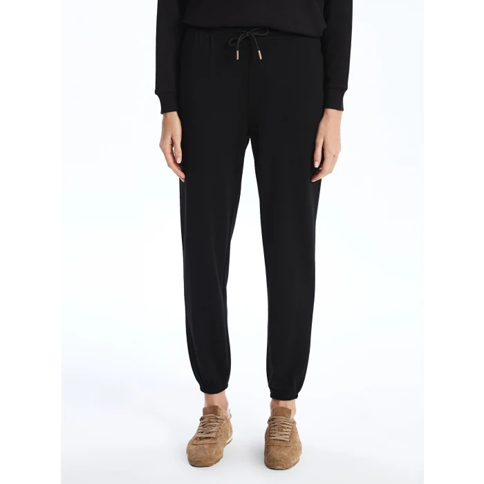 LCWAIKIKI Classic Siyah Beli Lastikli Kadın Jogger Eşofman Altı