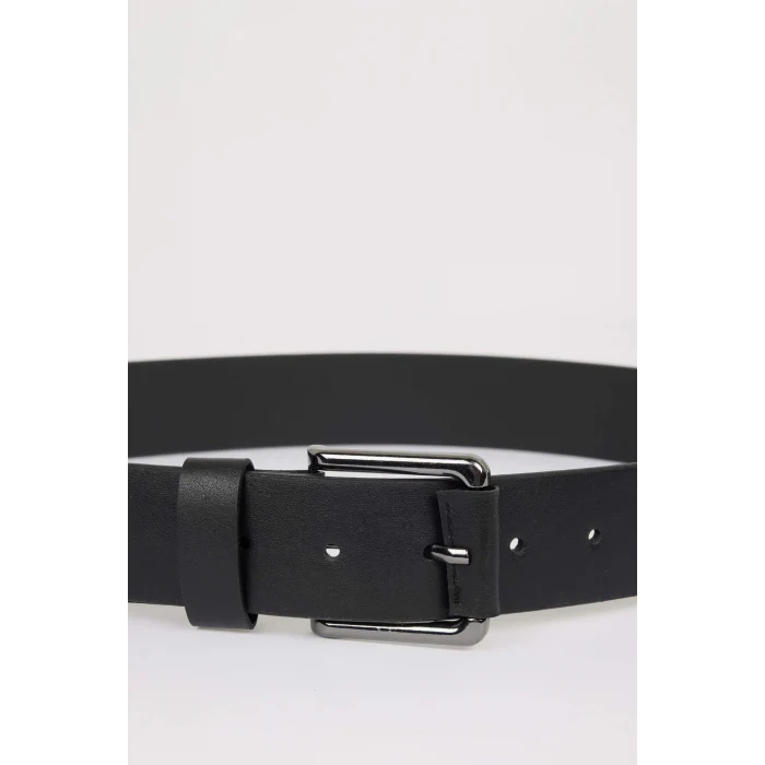 Defacto D3286 Siyah Erkek Suni Deri Jean Kemeri