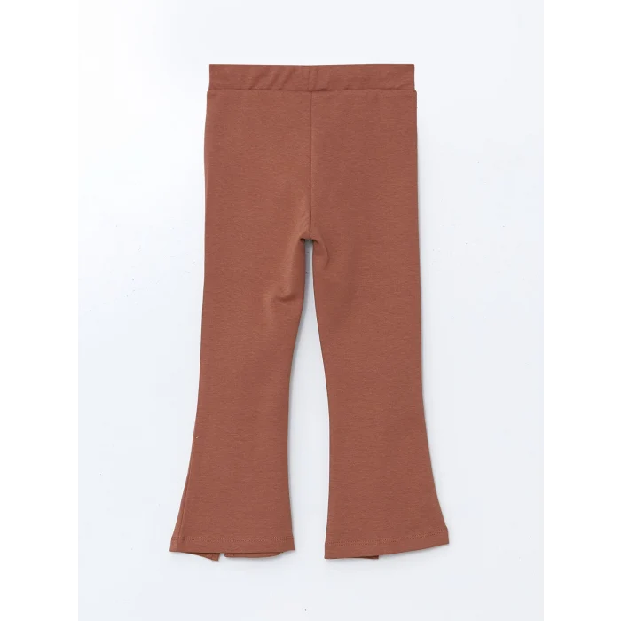 LCW Kids Kahverengi Beli Lastikli Kız Çocuk İspanyol Paça Tayt Pantolon