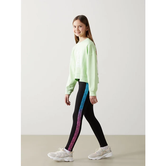 LCW Kids Siyah Beli Lastikli Kız Çocuk Tayt