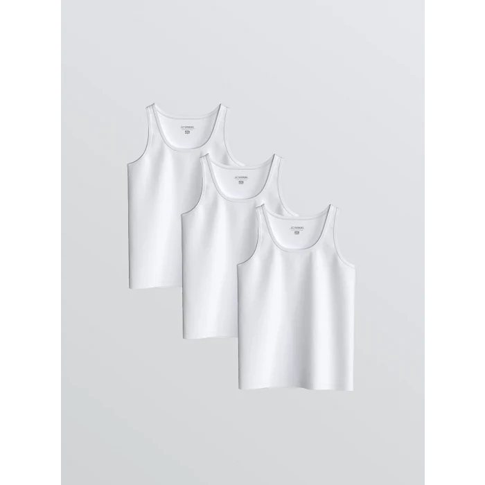 LCW Kids Beyaz Bisiklet Yaka Erkek Çocuk Atlet 3lü