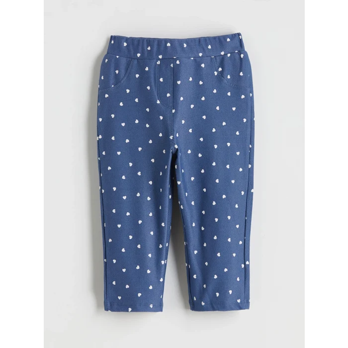 LCW Kids Indigo Beli Lastikli Baskılı Kız Çocuk Tayt