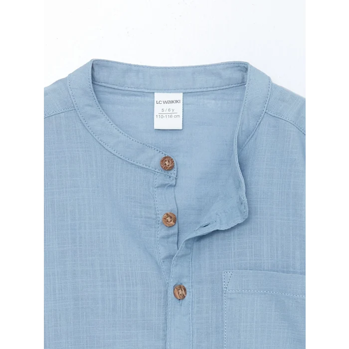 LCW Kids Mavi Hakim Yaka Poplin Erkek Çocuk Gömlek