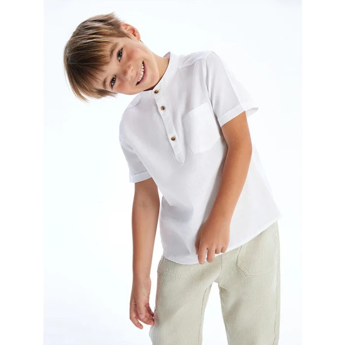 LCW Kids Beyaz Hakim Yaka Poplin Erkek Çocuk Gömlek