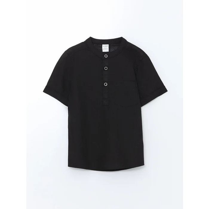 LCW Kids Siyah Hakim Yaka Poplin Erkek Çocuk Gömlek