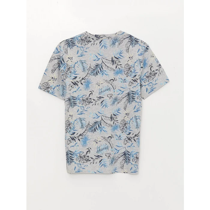 SOUTHBLUE Gri Bisiklet Yaka Kısa Kollu Desenli Penye Erkek Tişört