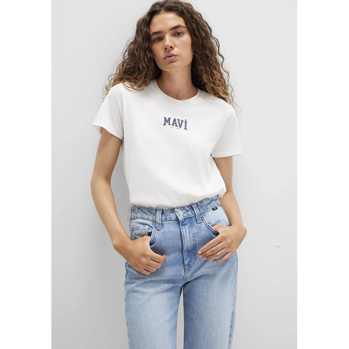 Mavi 1613412-70057 Mavi Logo Baskılı Beyaz Tişört