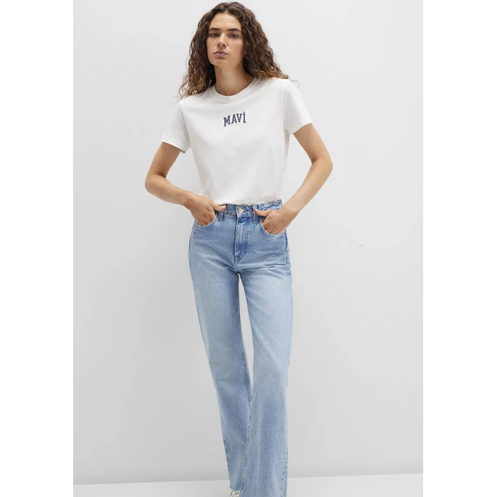 Mavi 1613412-70057 Mavi Logo Baskılı Beyaz Tişört