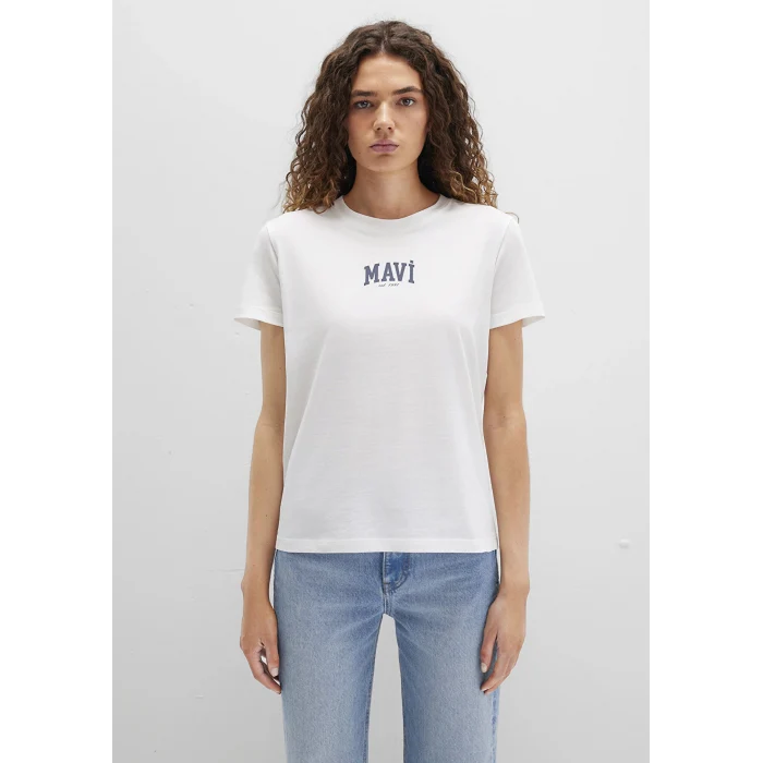 Mavi 1613412-70057 Mavi Logo Baskılı Beyaz Tişört