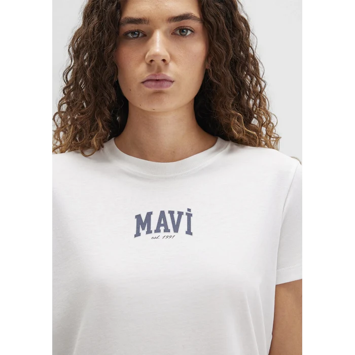 Mavi 1613412-70057 Mavi Logo Baskılı Beyaz Tişört
