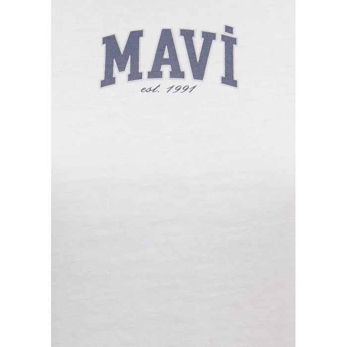 Mavi 1613412-70057 Mavi Logo Baskılı Beyaz Tişört