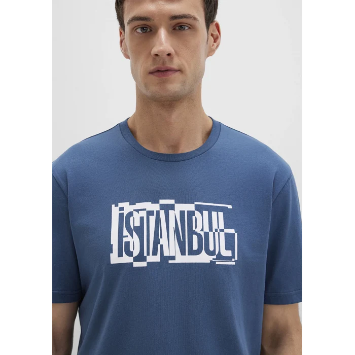 Mavi 0611789-90609 İstanbul Baskılı Mavi Tişört