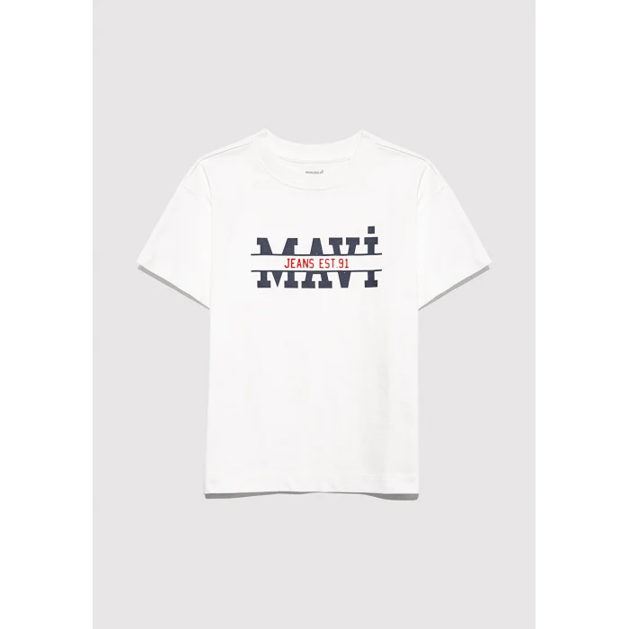 Mavi 6610397-70057 Mavi Logo Baskılı Beyaz Tişört