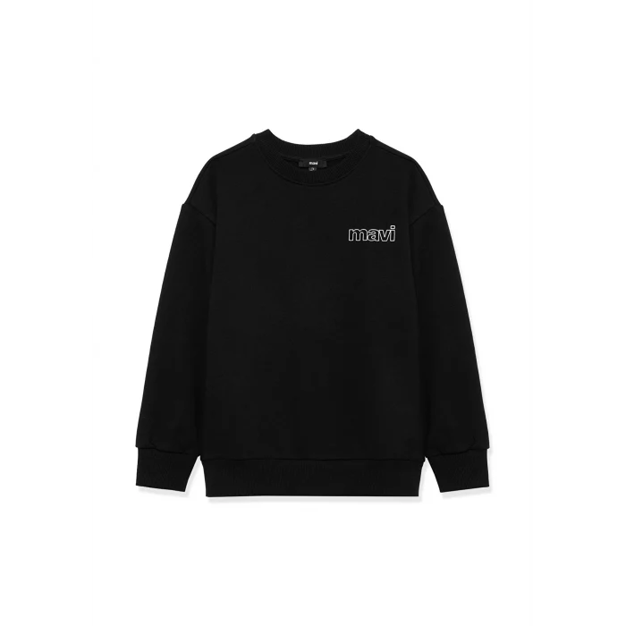 Mavi 6S10034-900 Mavi Logo Baskılı Siyah Sweatshirt