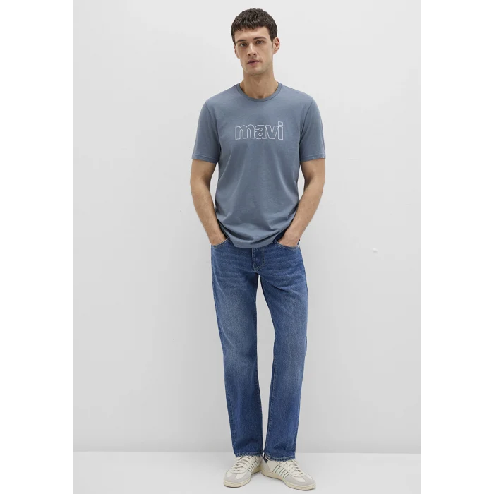 Mavi 065781-80889 Mavi Logo Baskılı Gri Tişört