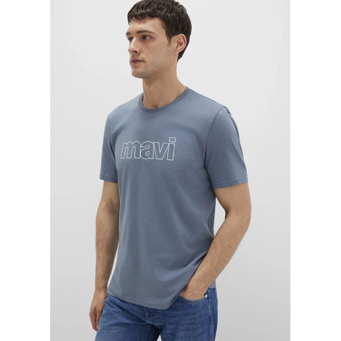 Mavi 065781-80889 Mavi Logo Baskılı Gri Tişört