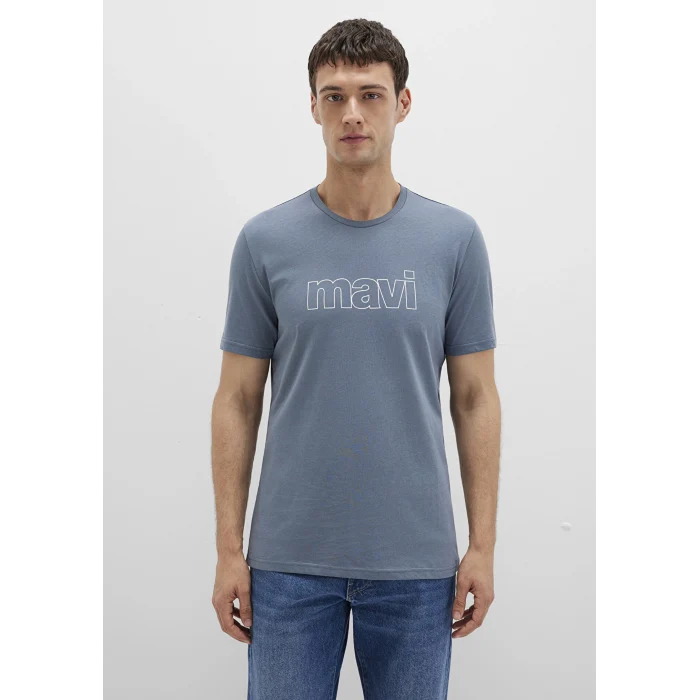 Mavi 065781-80889 Mavi Logo Baskılı Gri Tişört