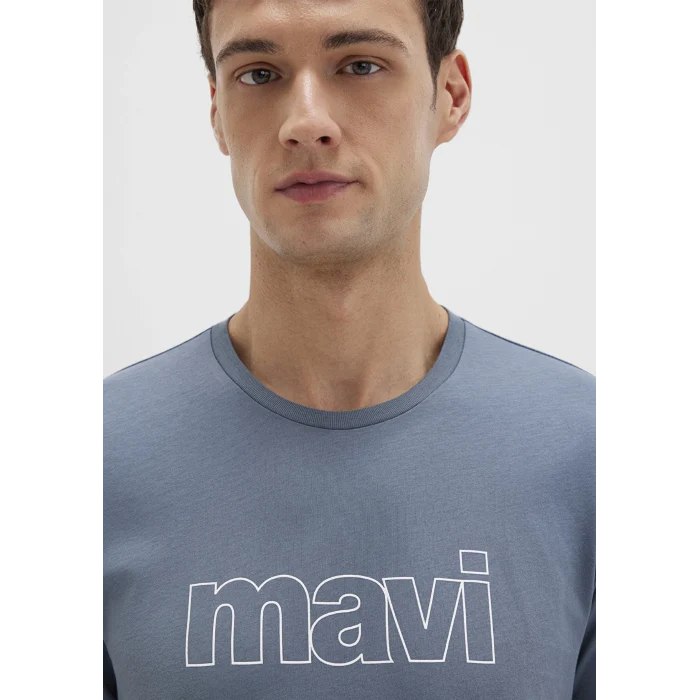 Mavi 065781-80889 Mavi Logo Baskılı Gri Tişört