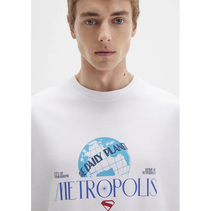 Mavi 0612918-620 Superman Baskılı Beyaz Tişört