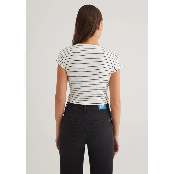 Mavi 168382-28945 Çizgili Beyaz Basic Tişört