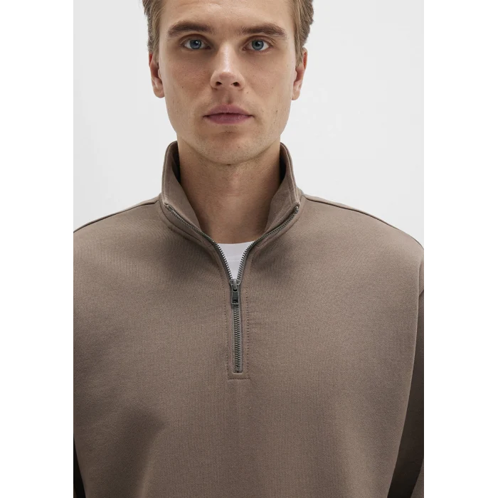 Mavi 0S10419-70380 Yarı Fermuarlı Kahverengi Sweatshirt