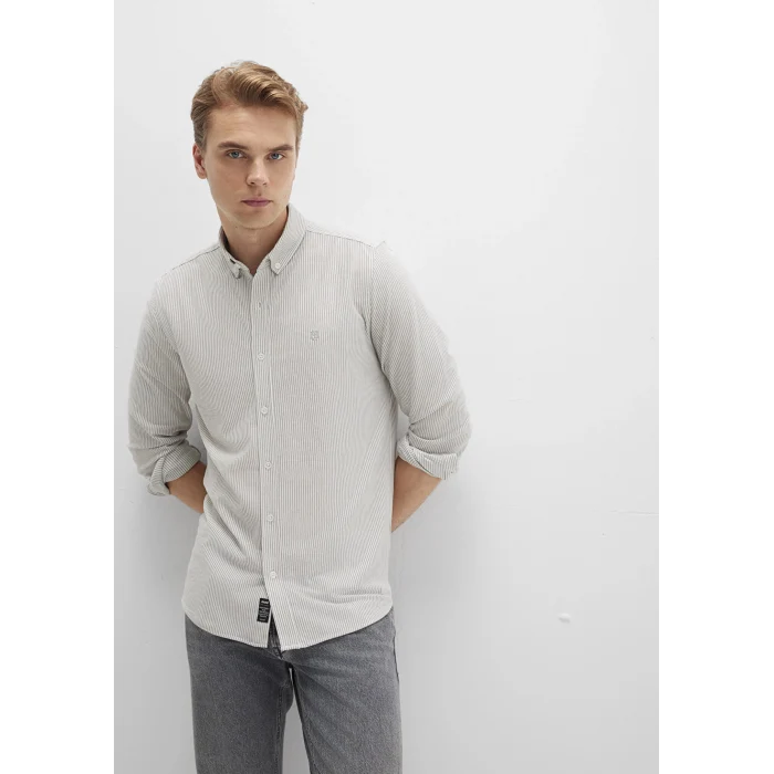 Mavi 0211402-91332 Çizgili Haki Gömlek