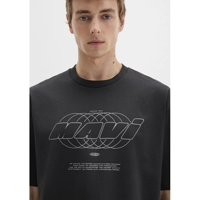 Mavi 0612911-70090 Mavi Baskılı Gri Tişört