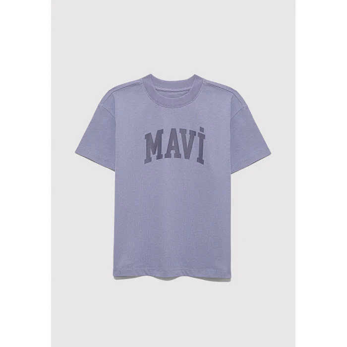 Mavi 7610385-88095 Mavi Logo Baskılı Mor Tişört