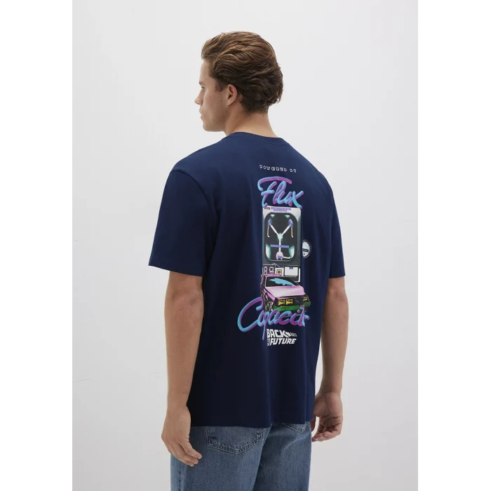 Mavi 0612925-89353 Back To The Future Baskılı Mavi Tişört