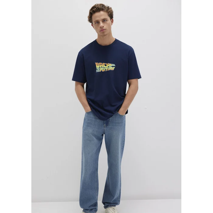 Mavi 0612925-89353 Back To The Future Baskılı Mavi Tişört