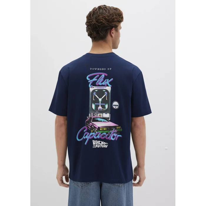 Mavi 0612925-89353 Back To The Future Baskılı Mavi Tişört